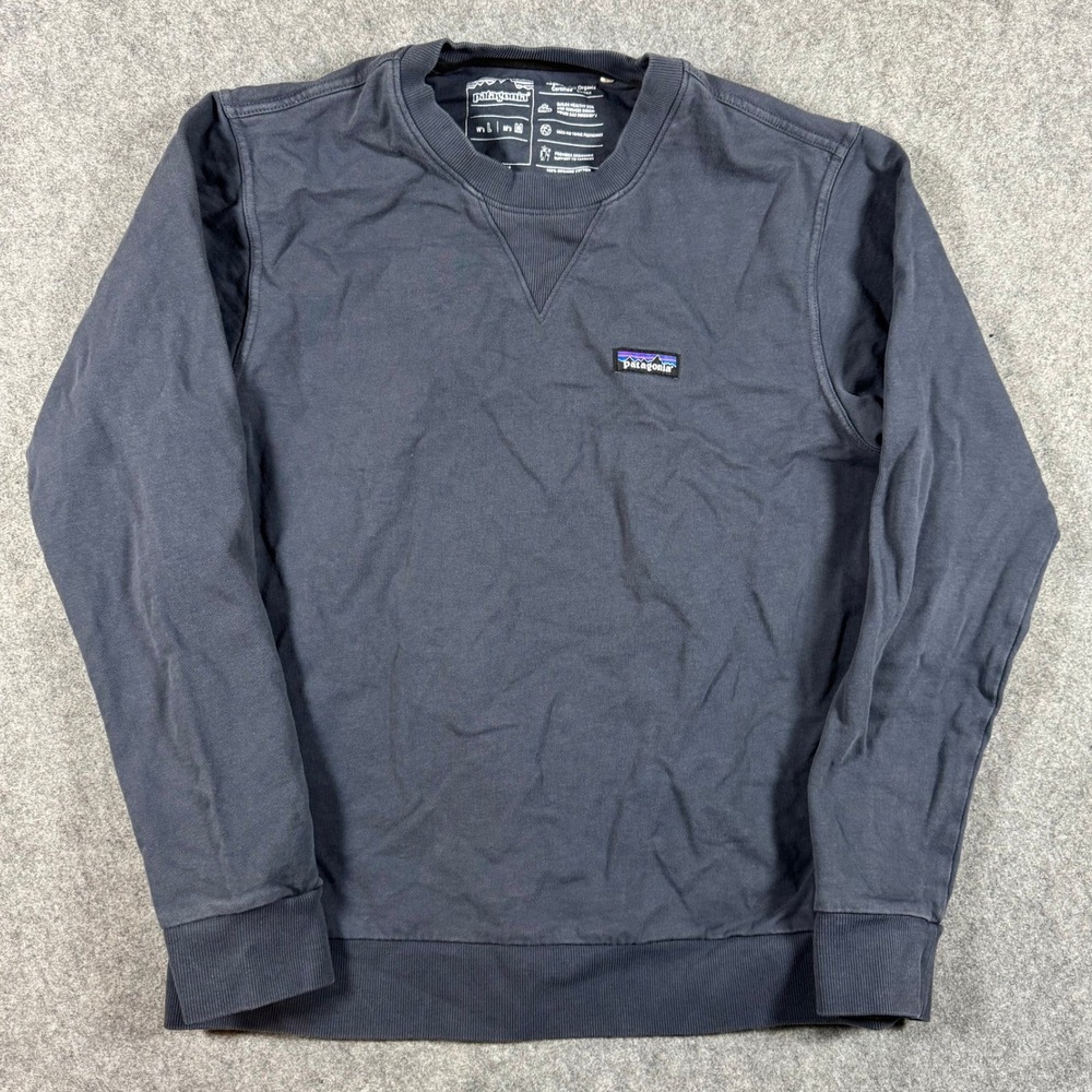 Patagonia Sweatshirt Mens Medium Blue P-6 Label French Terry Crewneck Midweight